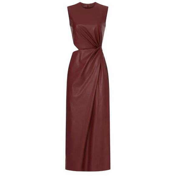 Jonathan Simkhai Toni Faux Leather Midi Dress in Red, Size US 6 - Picture 1 of 9